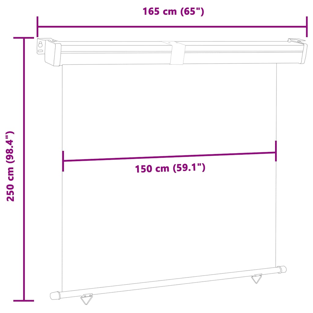 Balcony Side Awning | Brown | Steel | 165 x 250 cm | Retractable