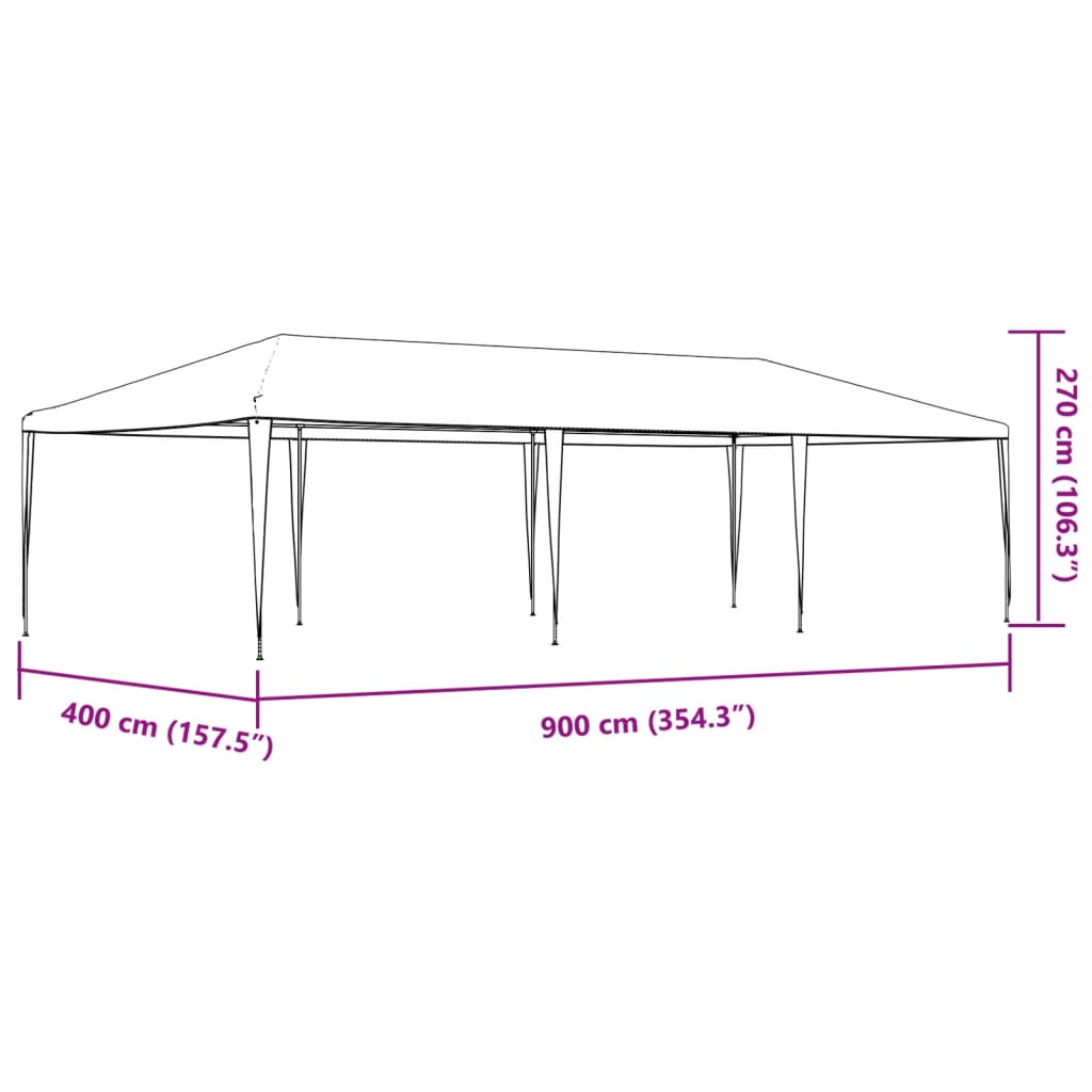 Party Tent | White | Polyethylene roof, Iron frame | Large | Durable
