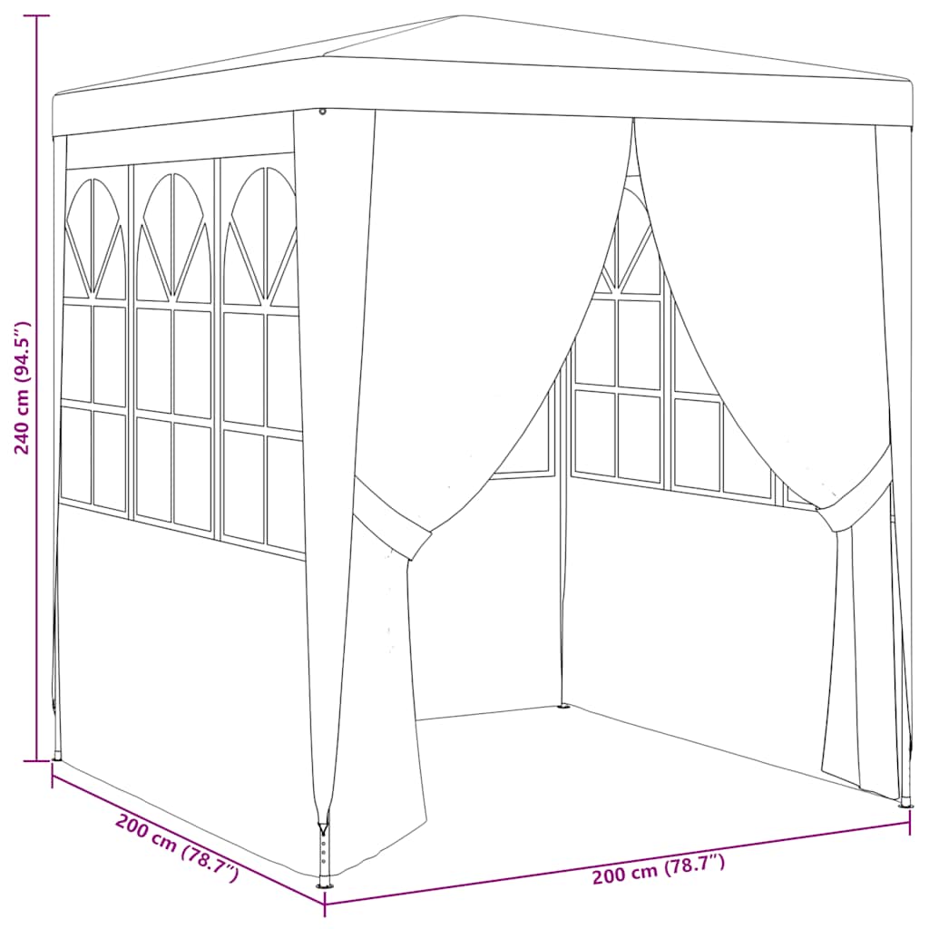 Party Tent | White | Polyethylene | 2x2m | Water-resistant | Party Tent
