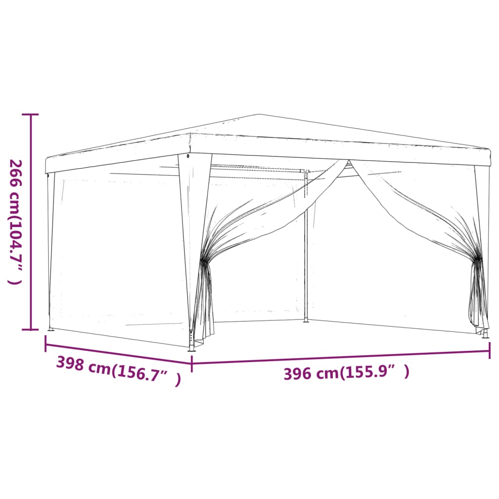 Party Tent with 4 Mesh Sidewalls 13.1'x13.1'White