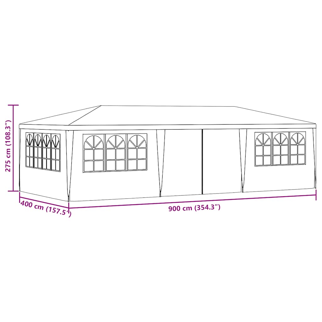 Professional Party Tent with Side Walls 13.1'x29.5'Blue 0.3 oz/ft²