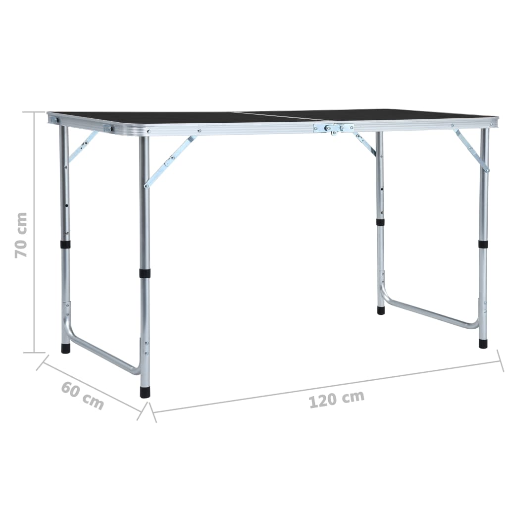 Foldable Camping Table Grey Aluminium 120x60 cm