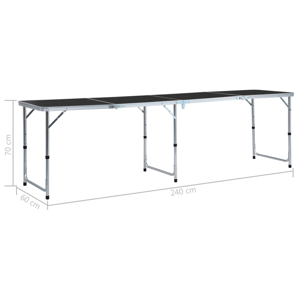Foldable Camping Table Grey Aluminium 240x60 cm