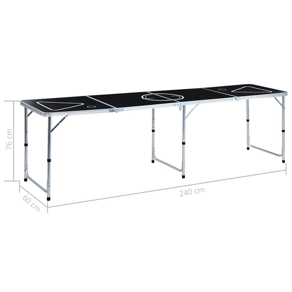 Beer Pong Table | Black | Aluminium, MDF | Large | Foldable