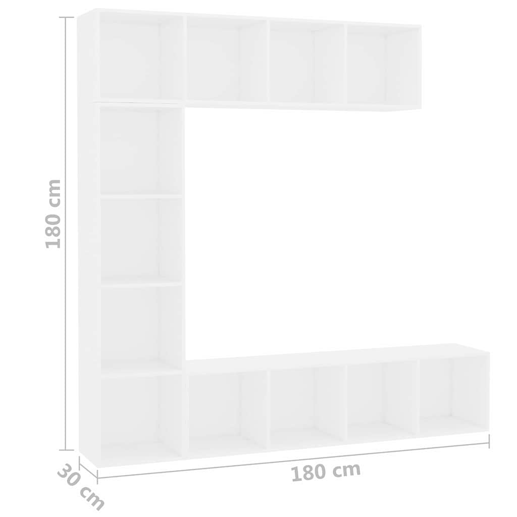 Book Cabinet | Set of 3 | White | Engineered wood | 180x30x180 cm