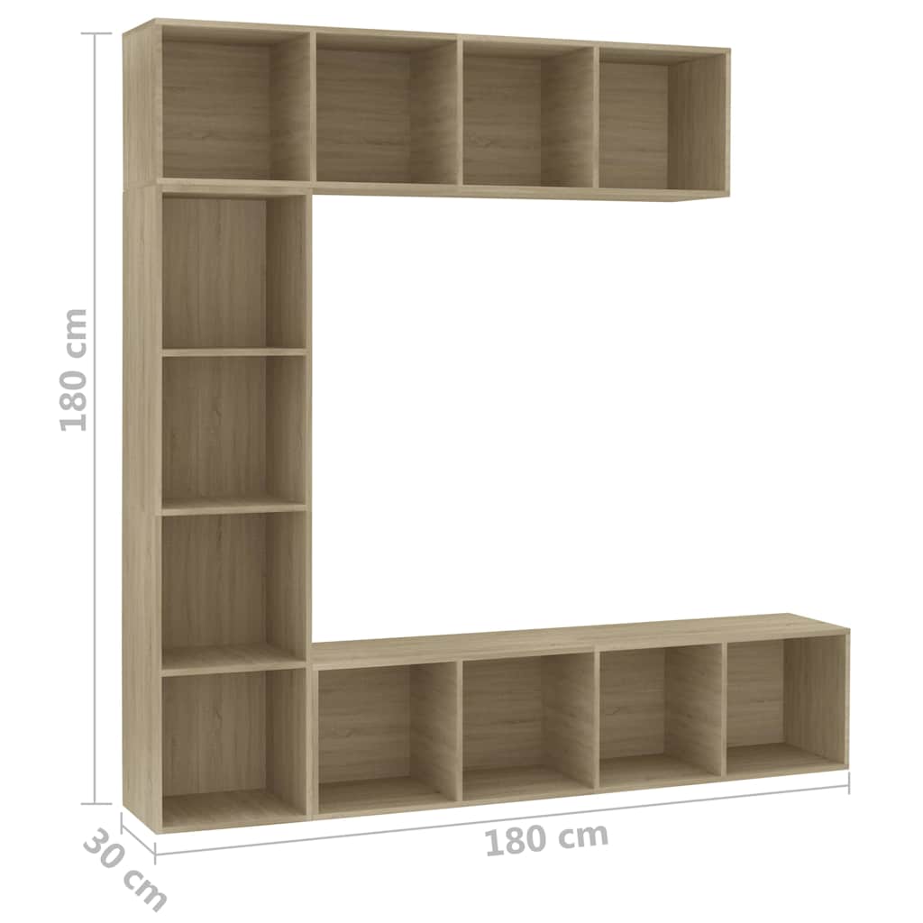 Book Cabinet | Set of 3 | Sonoma Oak | Engineered wood | Large