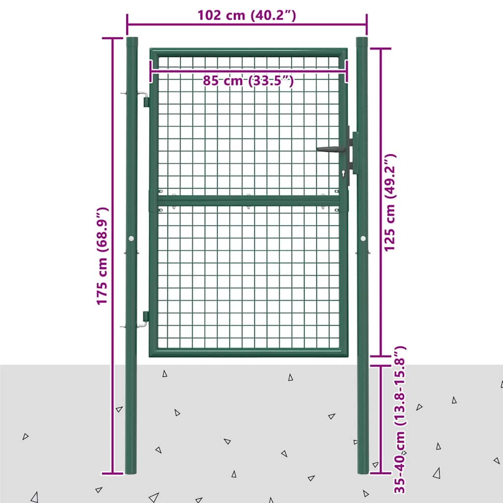 Fence Gate Steel 39.4x49.2" Green