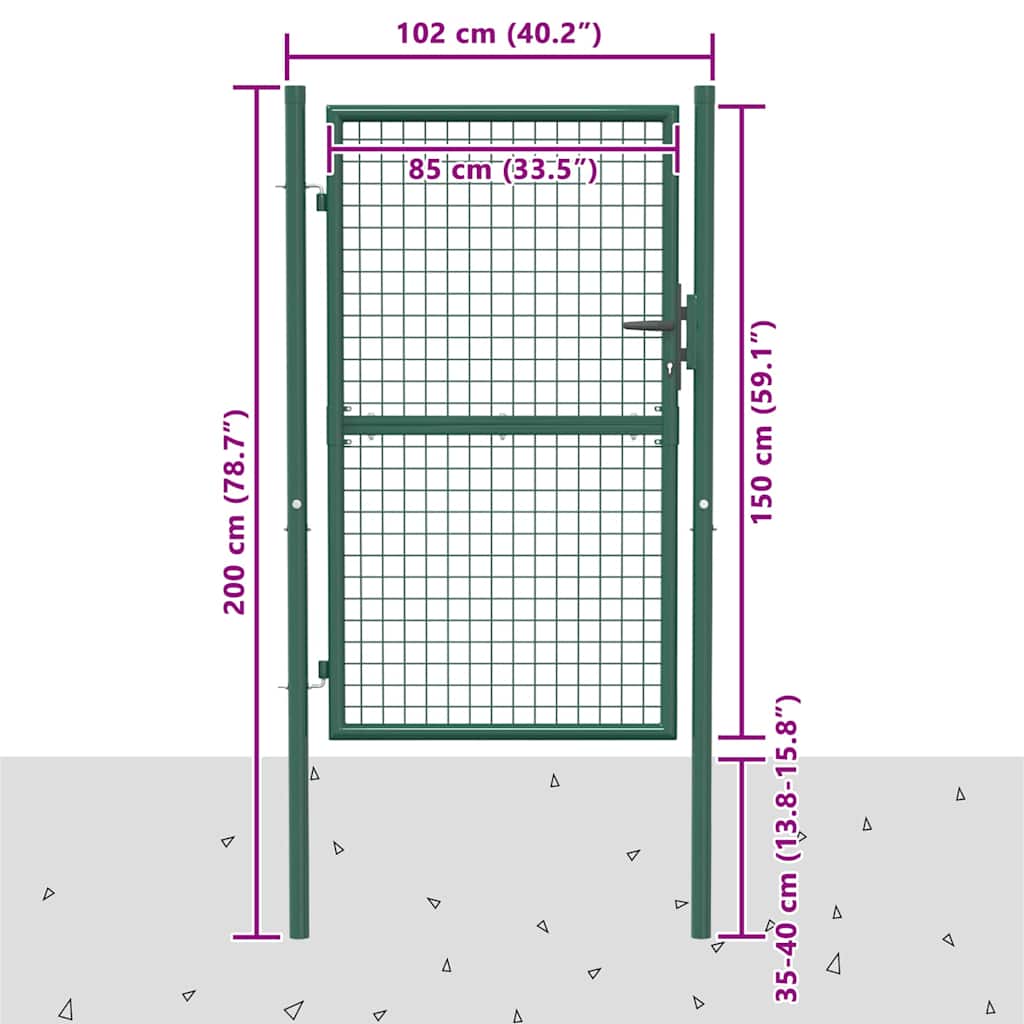 Fence Gate Steel 100x150 cm Green