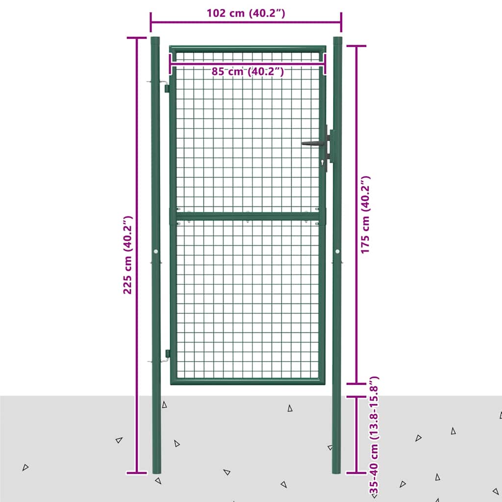 Fence Gate Steel 100x175 cm Green