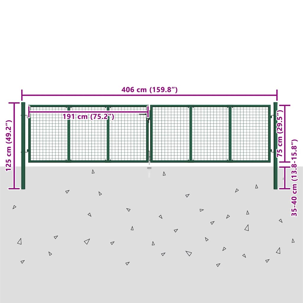 Mesh Garden Gate Steel 400x75 cm Green