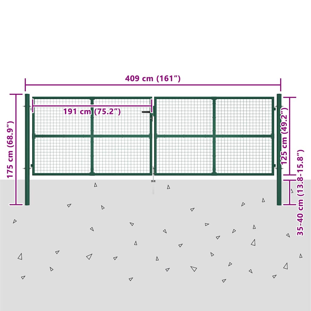 Mesh Garden Gate Steel 400x125 cm Green