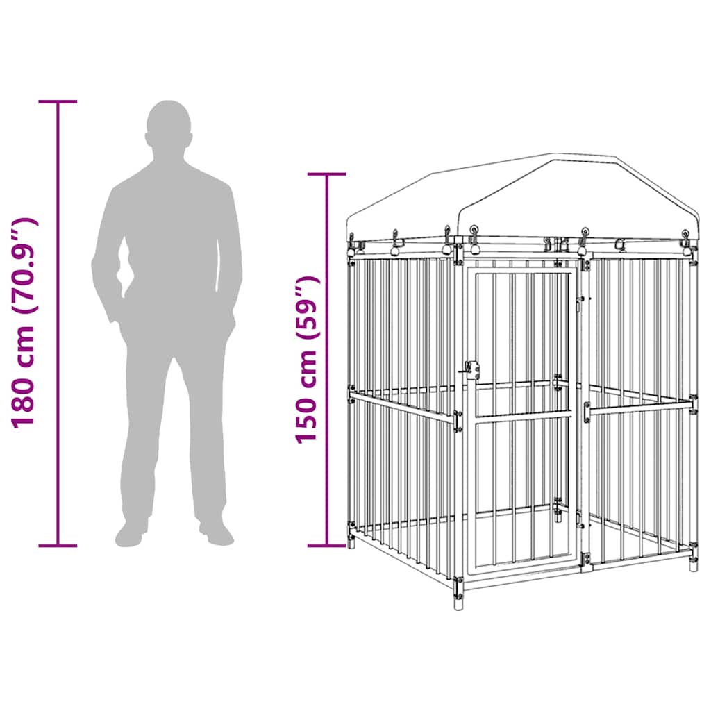 Dog Kennel | Black | Steel, fabric (100% polyethylene)