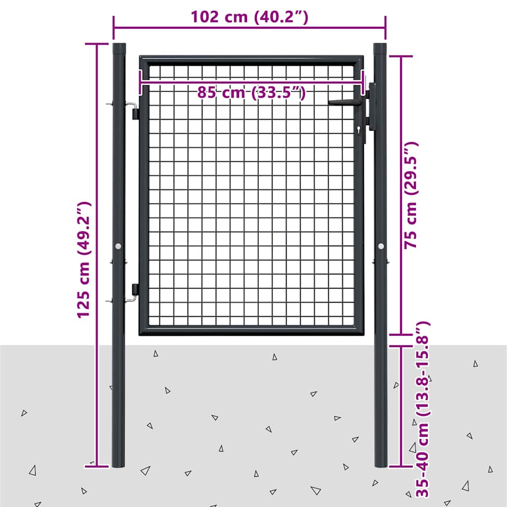 Mesh Garden Gate Galvanised Steel 100x75 cm Grey