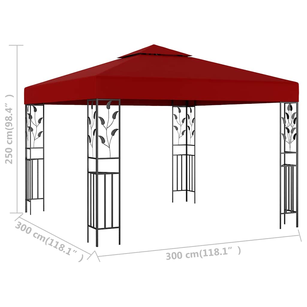 Outdoor Awning | Wine Red | Steel | 3x3 m | Decorative Inlays
