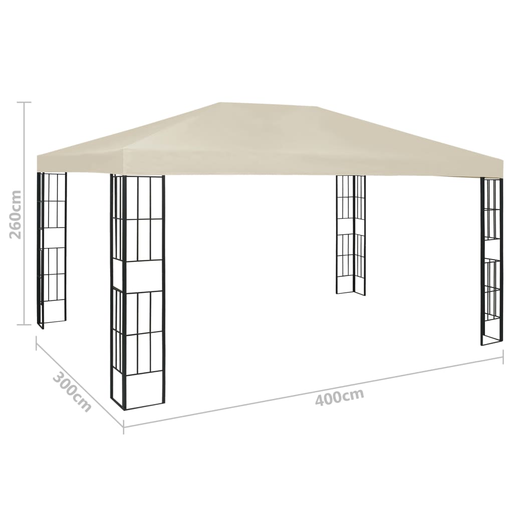Gazebo | Cream, Black | Polyester, Steel | 3x4 m | Durable | Gazebo
