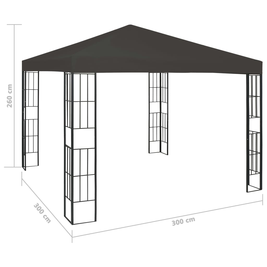 Gazebo | Anthracite | Polyester and Steel | 3x3 m | Decorative Inlays