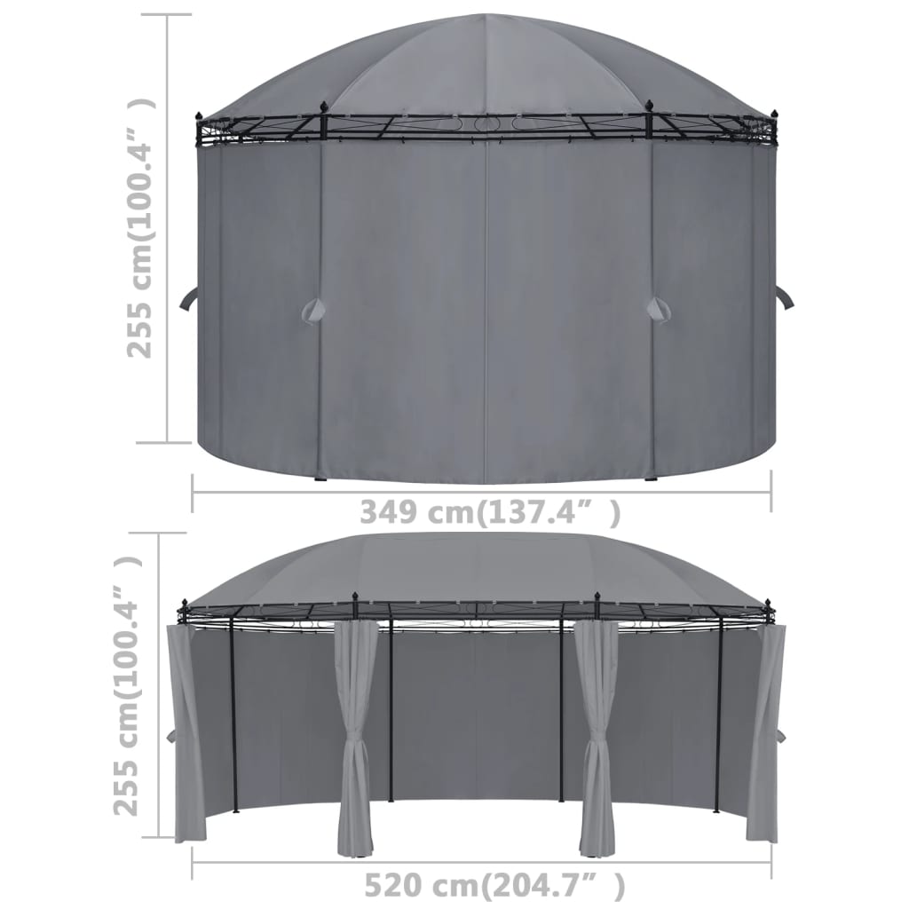 Gazebo with Curtains 204.7"x137.4"x100.4" Anthracite