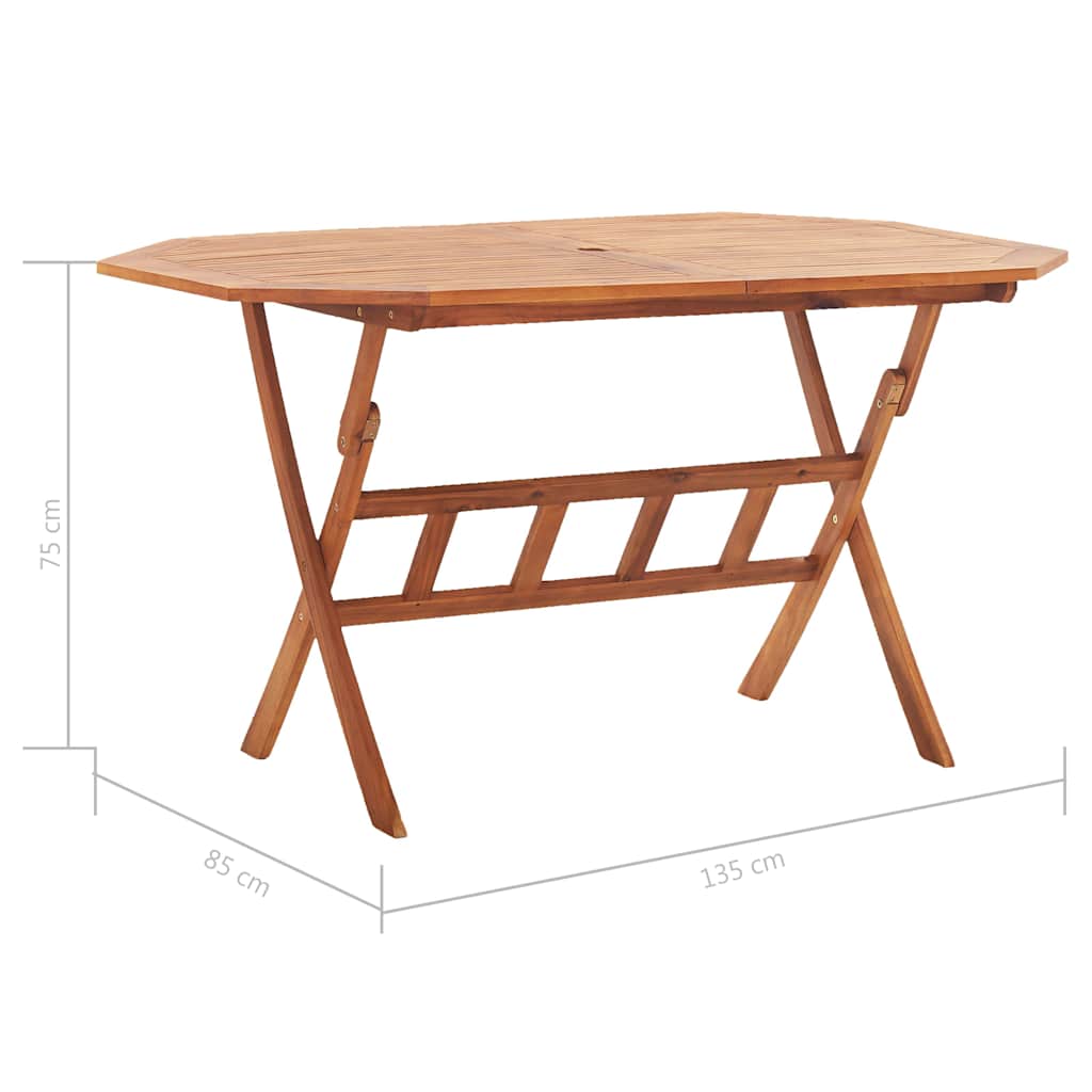 Garden Table | Brown | Solid Acacia wood | 135x85x75 cm | Foldable