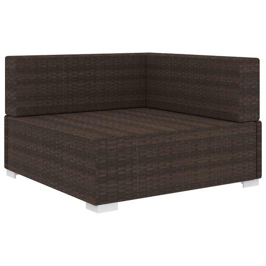 Sectional Corner Chair with Cushions Poly Rattan Brown