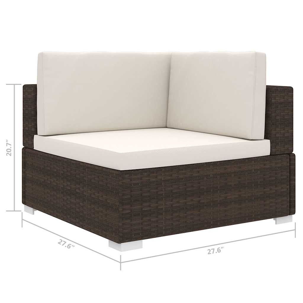 Sectional Corner Chair with Cushions Poly Rattan Brown