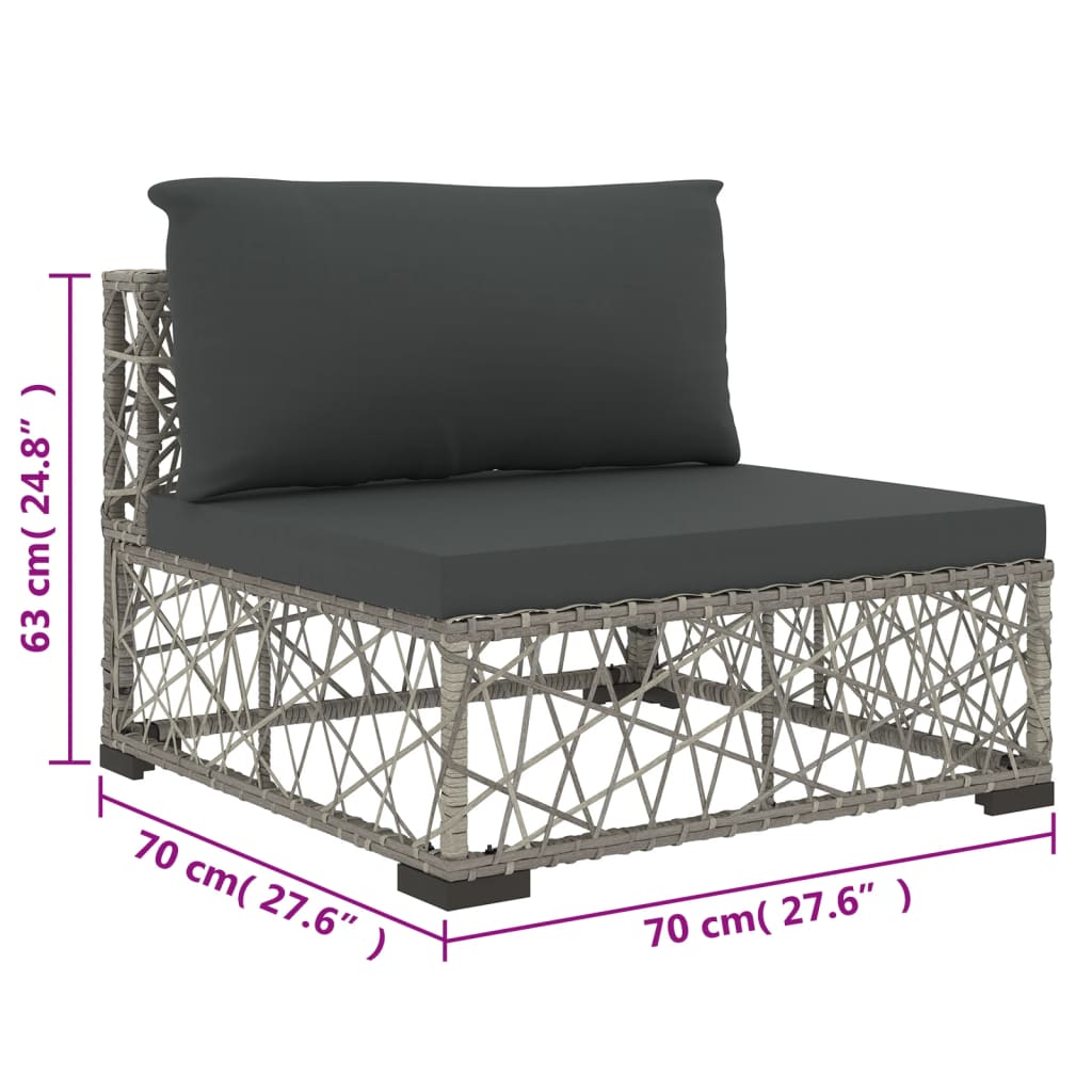 6 Piece Patio Lounge Set with Cushions Poly Rattan Gray
