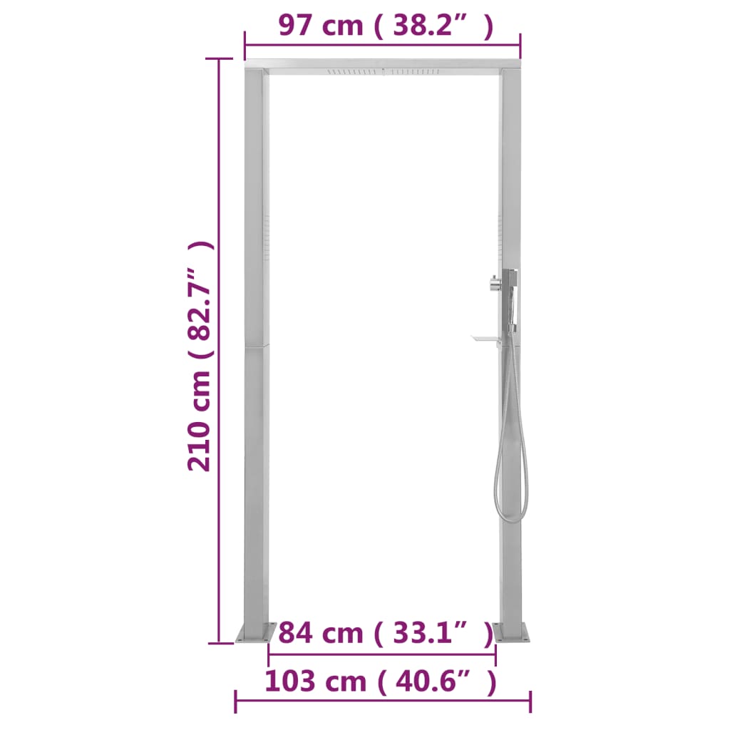 Shower Panel | Silver | 201 stainless steel | Large | Decorative Inlays
