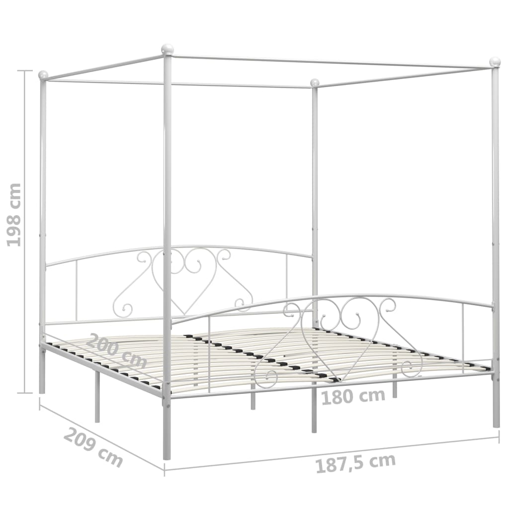 Bed Frame | White | Metal | Super King | Decorative Inlays | Bed Frame
