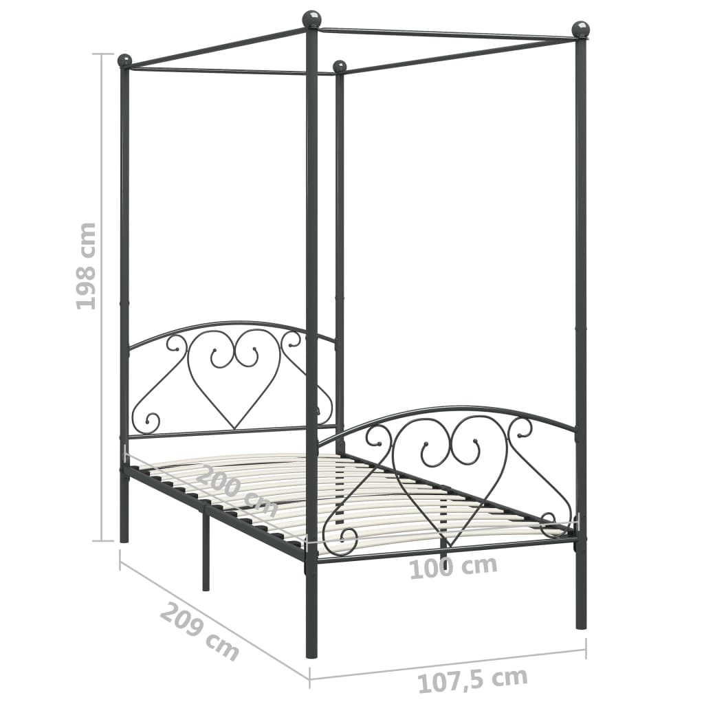 Bed Frame | Grey | Metal | Single | Durable | Bed Frame | Rectangular