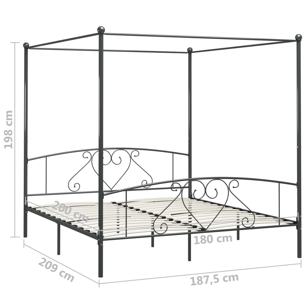 Bed Frame | Grey | Metal | Super King | Durable | Bed Frame | Rectangular