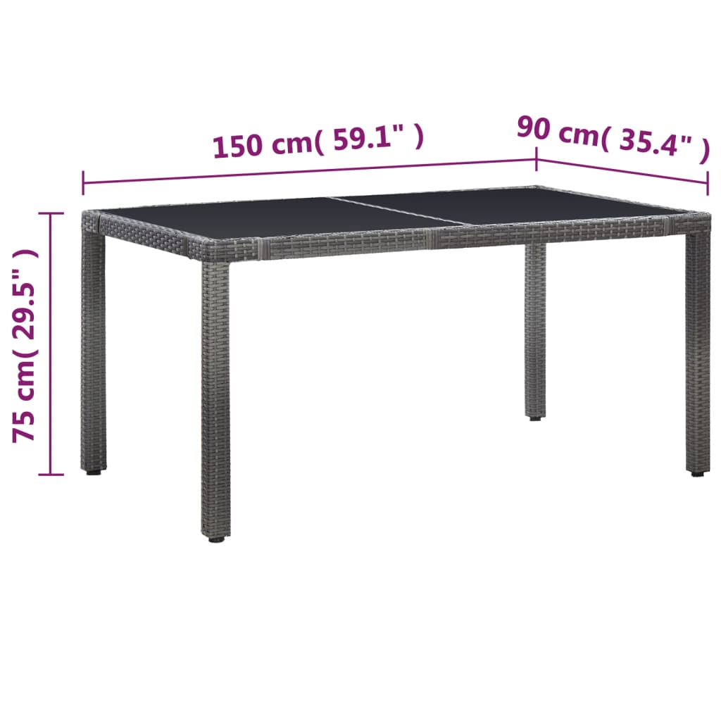7 Piece Patio Dining Set Poly Rattan Gray
