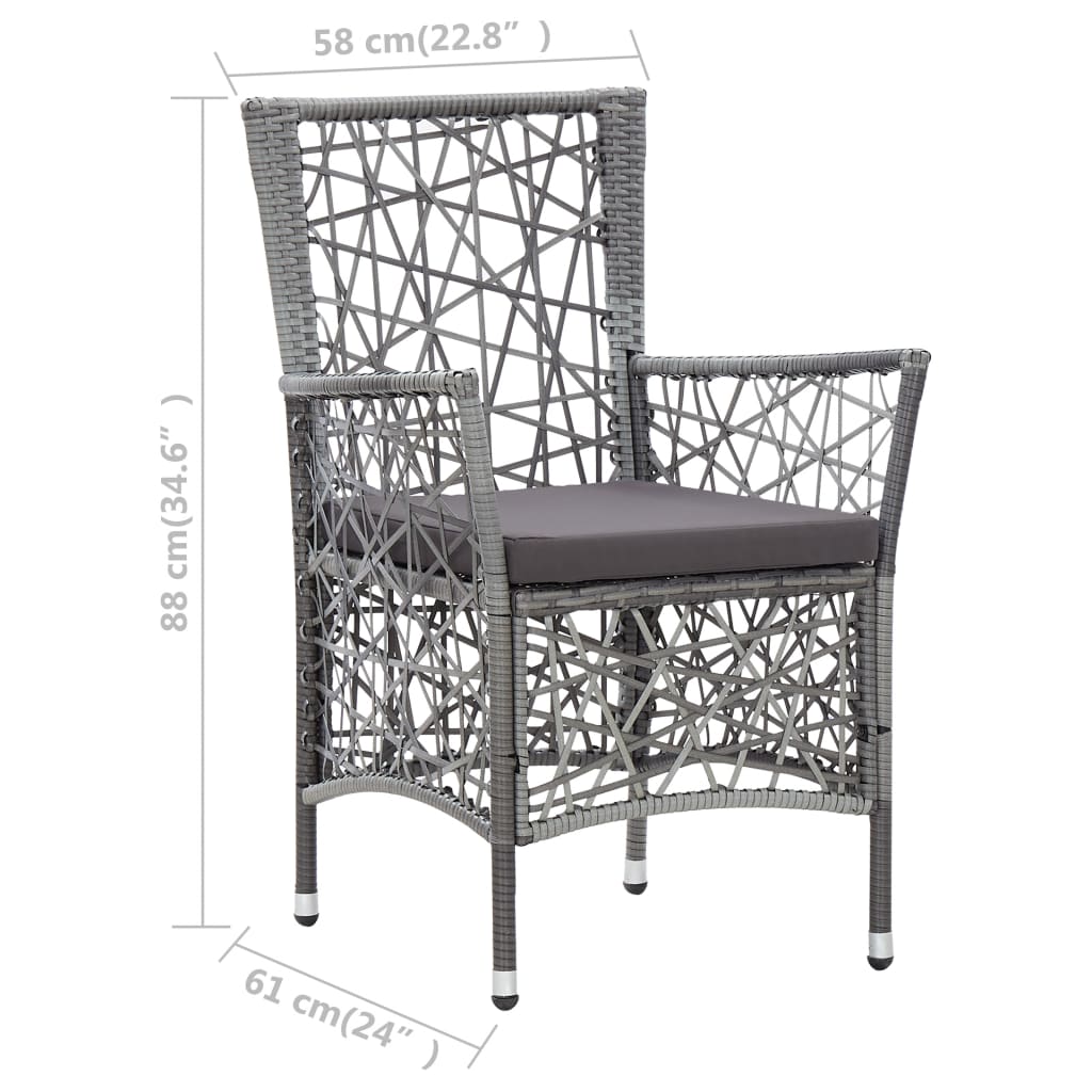 5 Piece Patio Dining Set Poly Rattan Gray