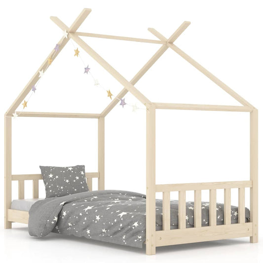 Kids Bed Frame | Natural Wood | Solid pine wood, plywood slats | 70x140cm