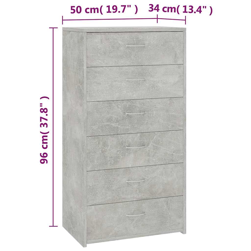 Sideboard | Concrete Grey | Engineered Wood | 50x34x96 cm | Sideboard