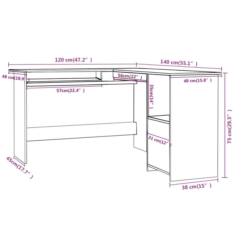 Corner Desk | Sonoma oak | Engineered wood | Medium | Sliding Components
