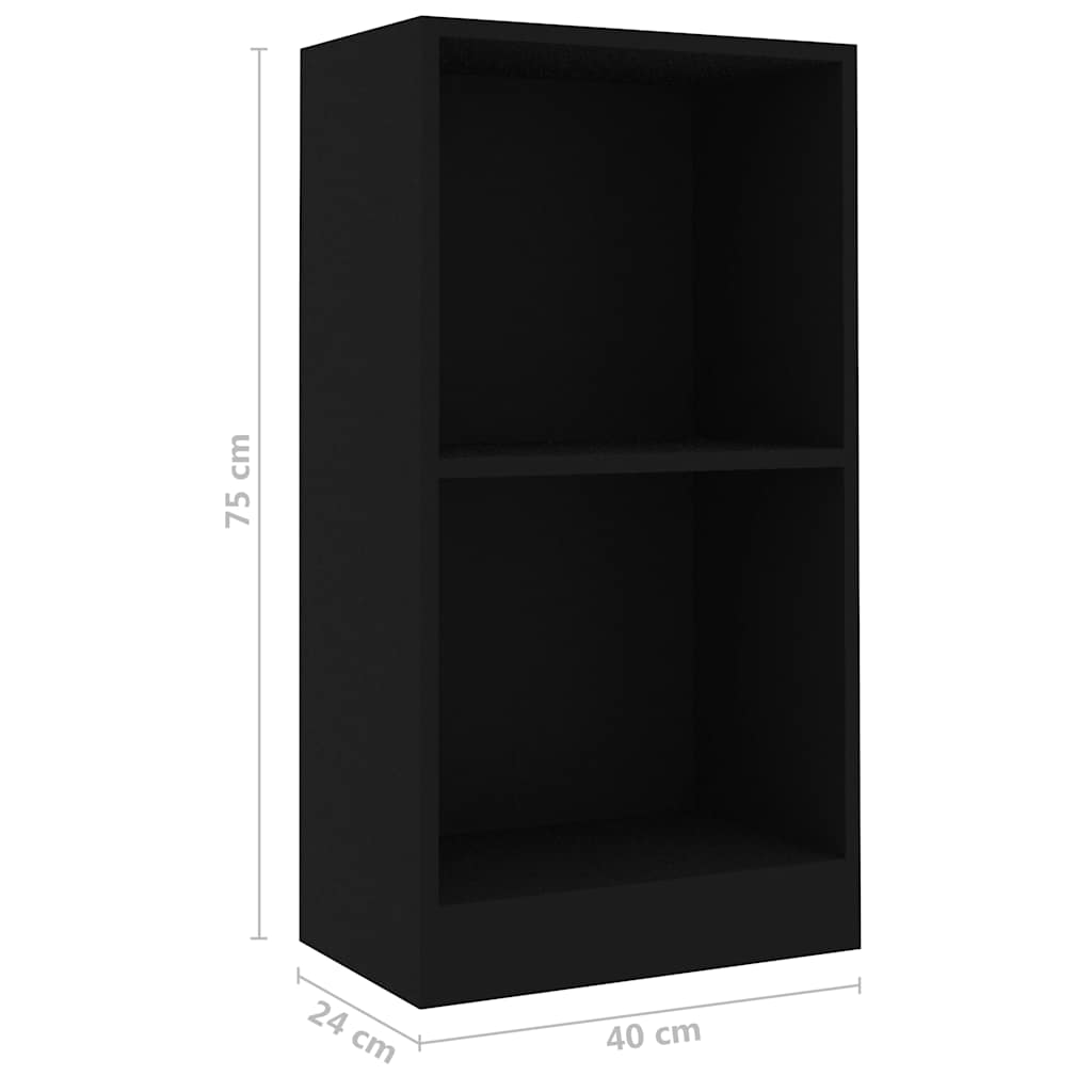 Bookcase Black 40x24x75 cm Engineered Wood
