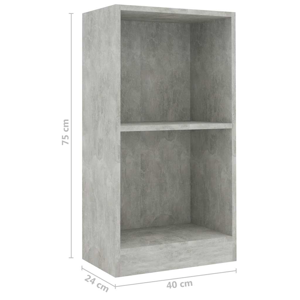 Bookcase Concrete Grey 40x24x75 cm Engineered Wood