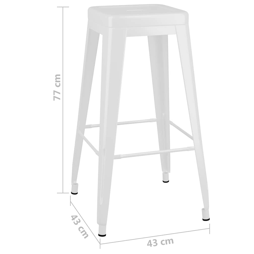 Bar Stool | Set of 2 | White | Metal | 43x43x77 cm | Stackable