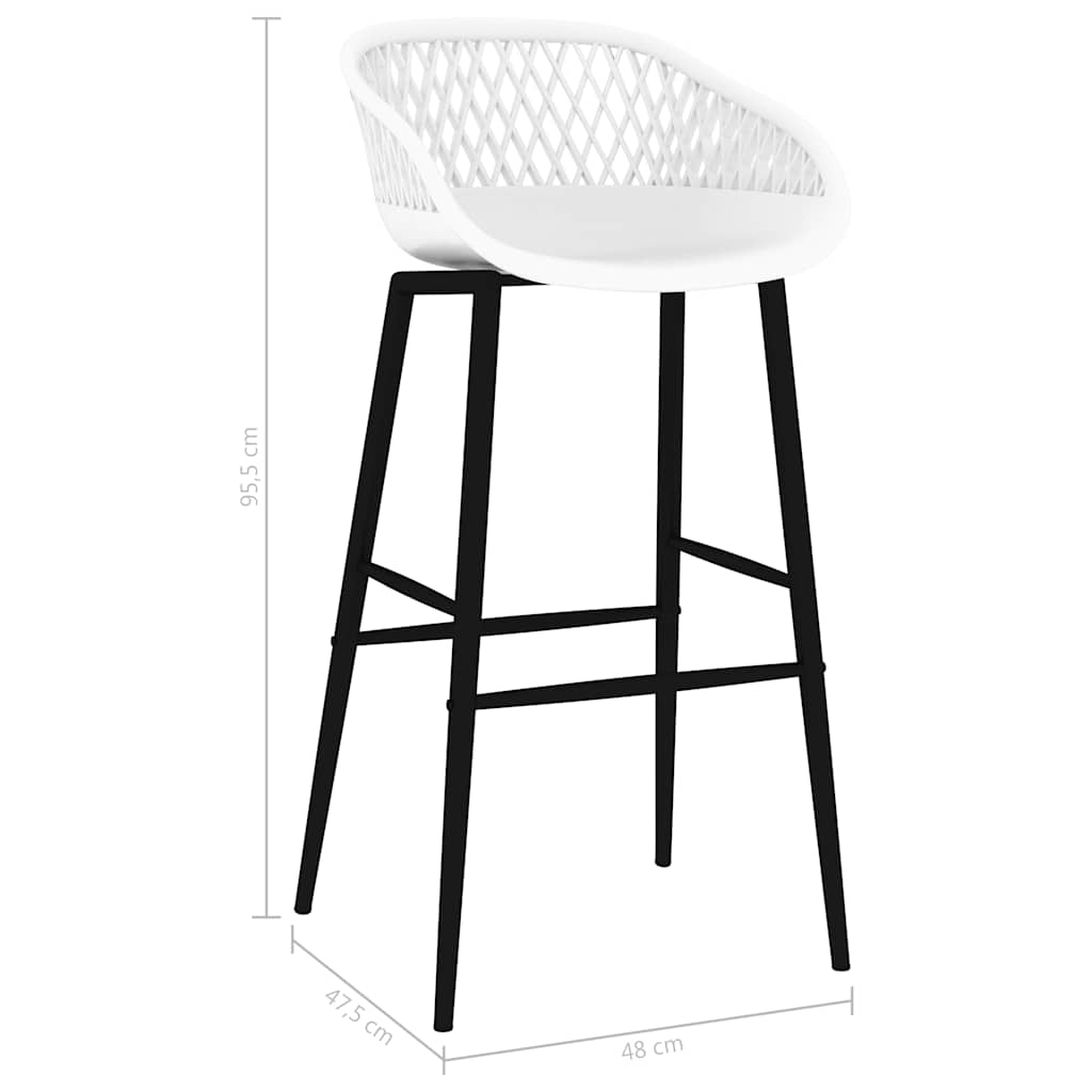 Bar Chair | Set of 2 | White | PP, metal | Standard | Ergonomic