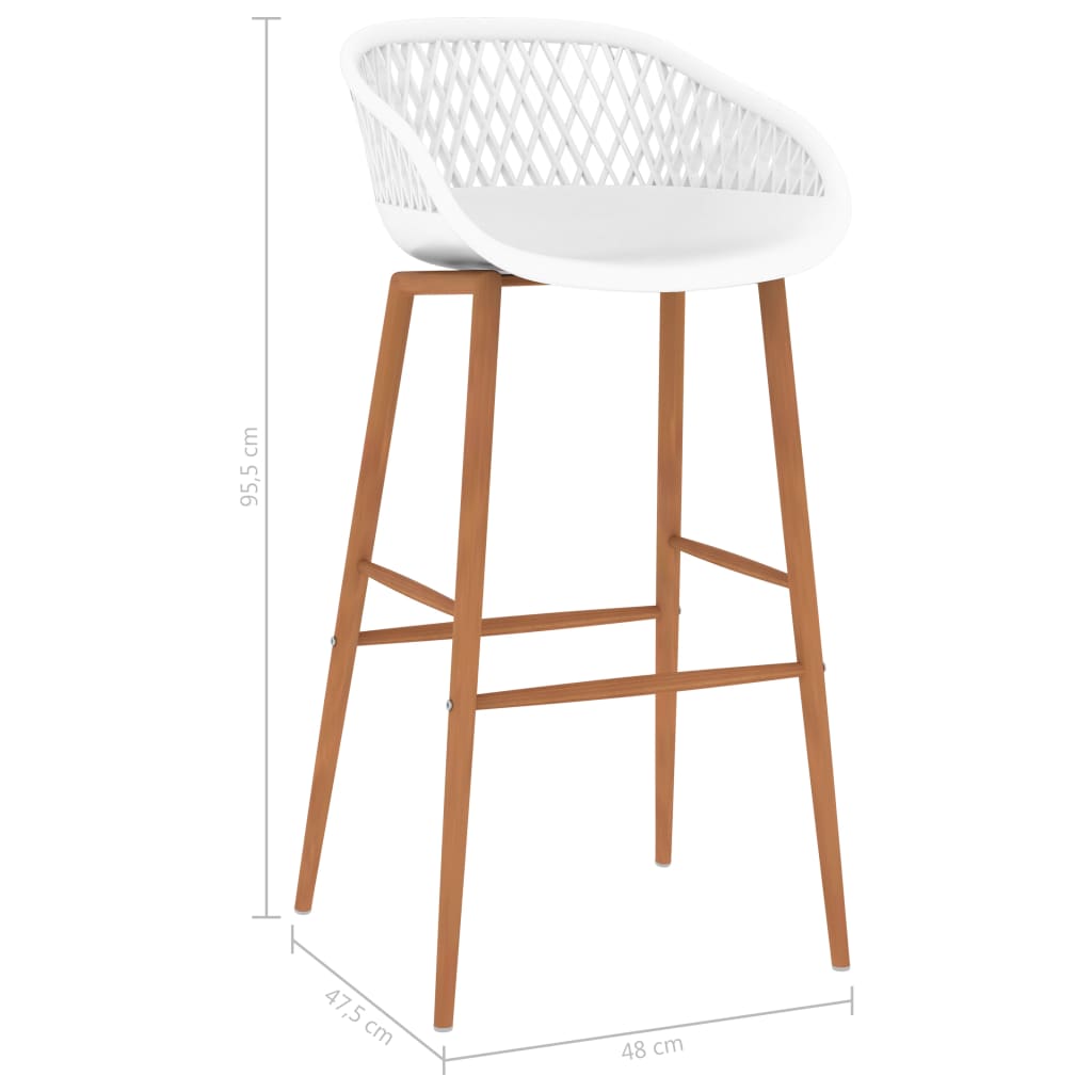 Bar Chair | Set of 2 | White | PP, Metal | Standard | Ergonomic