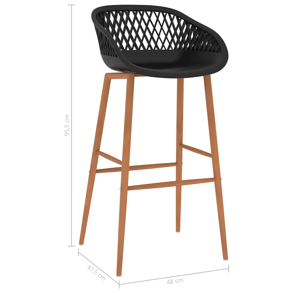 Bar Chair | Set of 4 | Black seat with wood-look legs