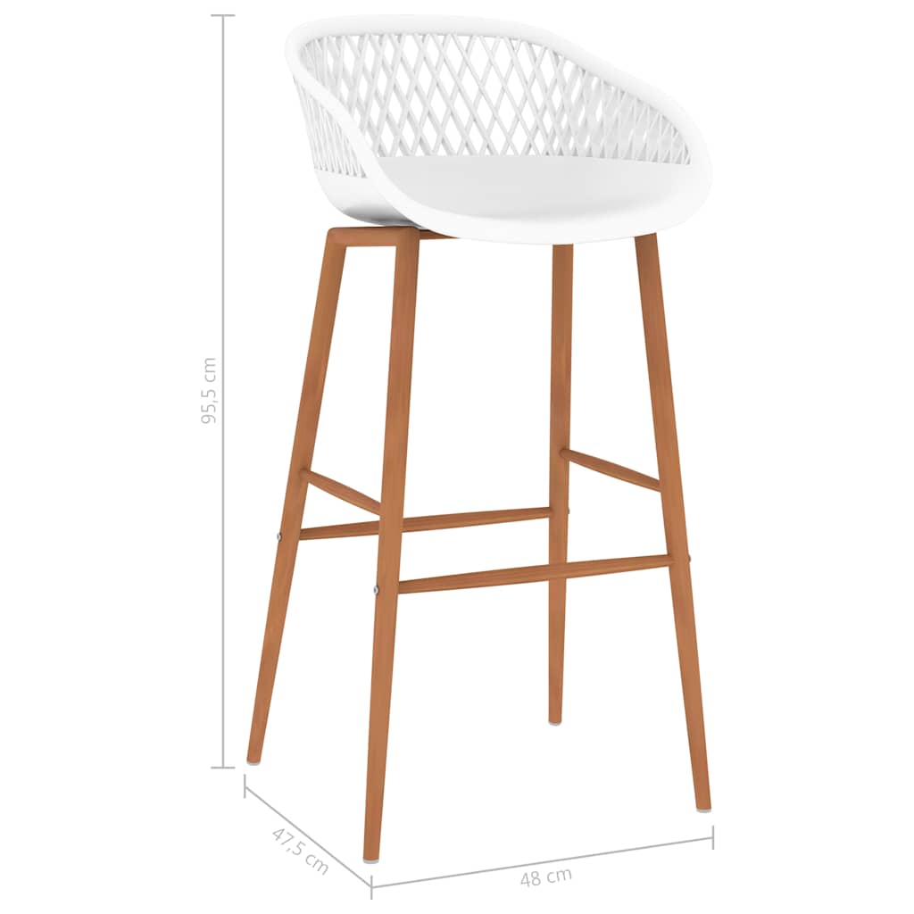 Bar Chair | Set of 4 | White | PP, metal | Counter Height | Ergonomic