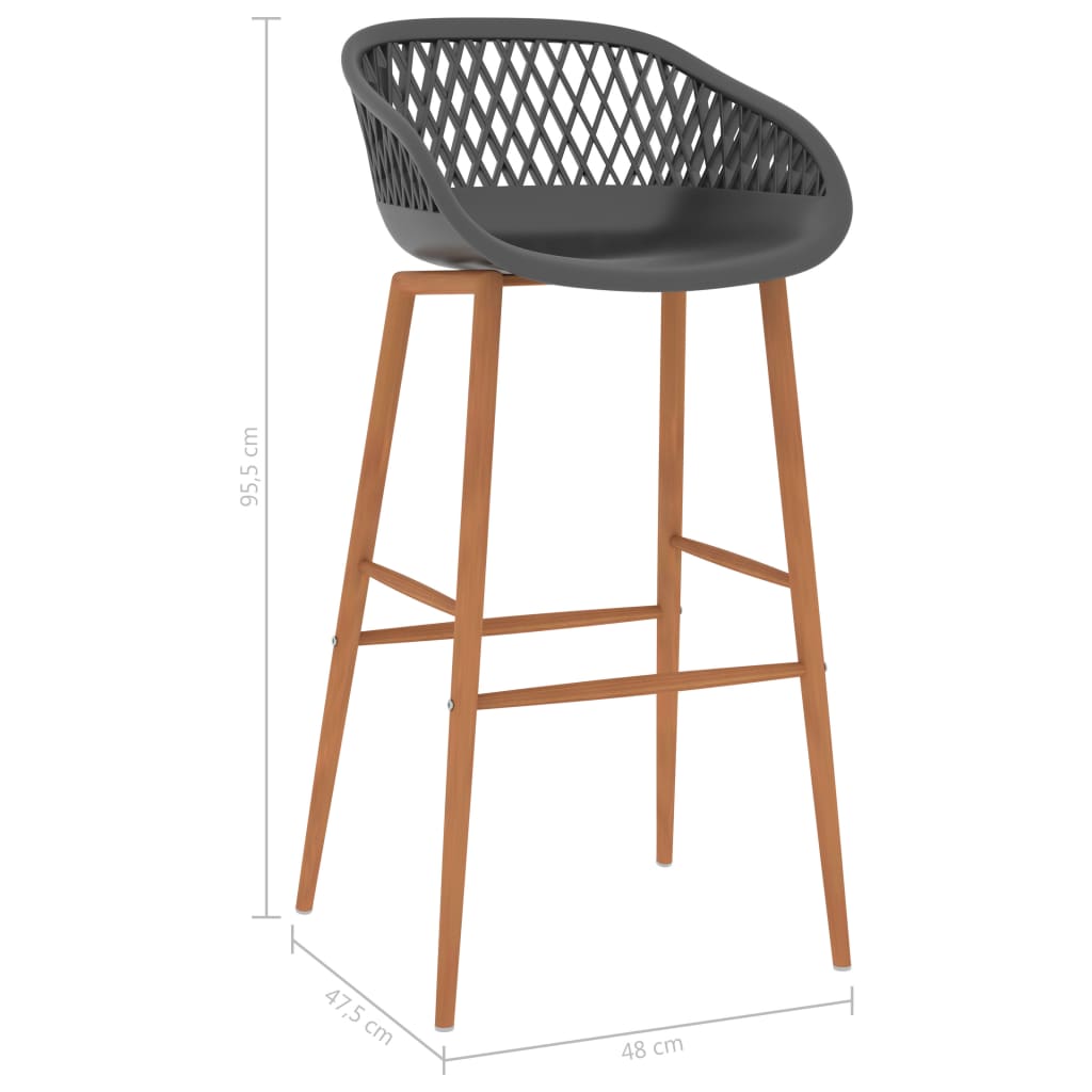 Bar Chair | Set of 4 | Grey | PP, Metal | Standard | Durable | Bar Chair