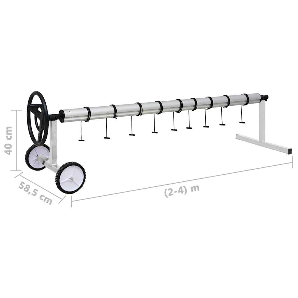 Pool Cover Roller | Silver and Black | Stainless Steel, Aluminium | Large