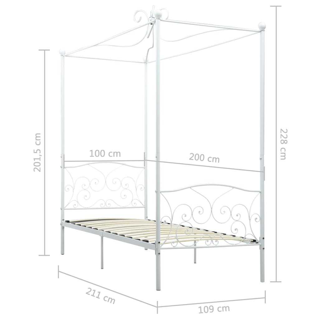 Bed Frame | White | Metal frame, Plywood slats | 100x200 cm | Tough