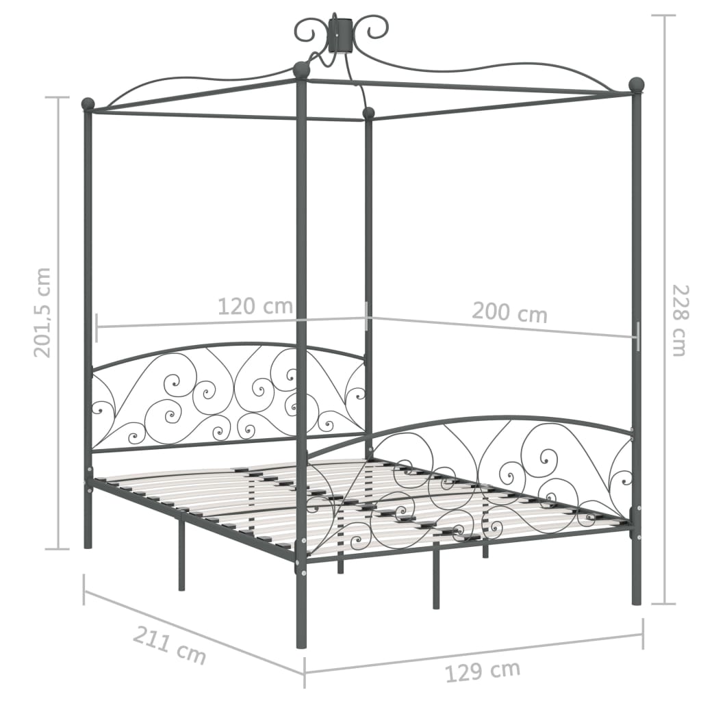 Bed Frame | Grey | Metal | Double | Appealing Design | Bed Frame