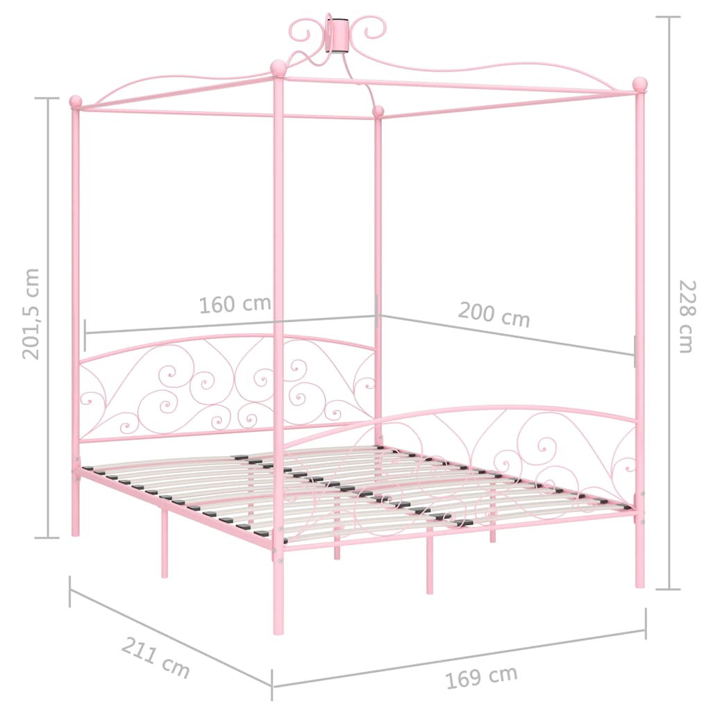 Bed Frame | Pink | Metal, Plywood | Double | Classic/Traditional