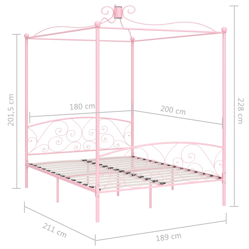 Bed Frame | Pink | Metal | Super King | Decorative Inlays | Bed Frame