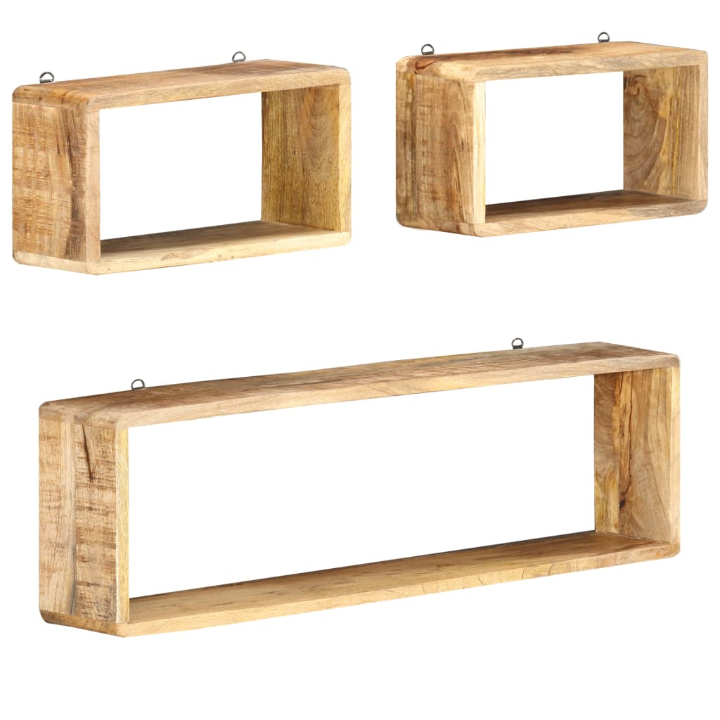 Wall Cube Shelf | Brown | Solid mango wood | Set of 3 | Wall Cube Shelf