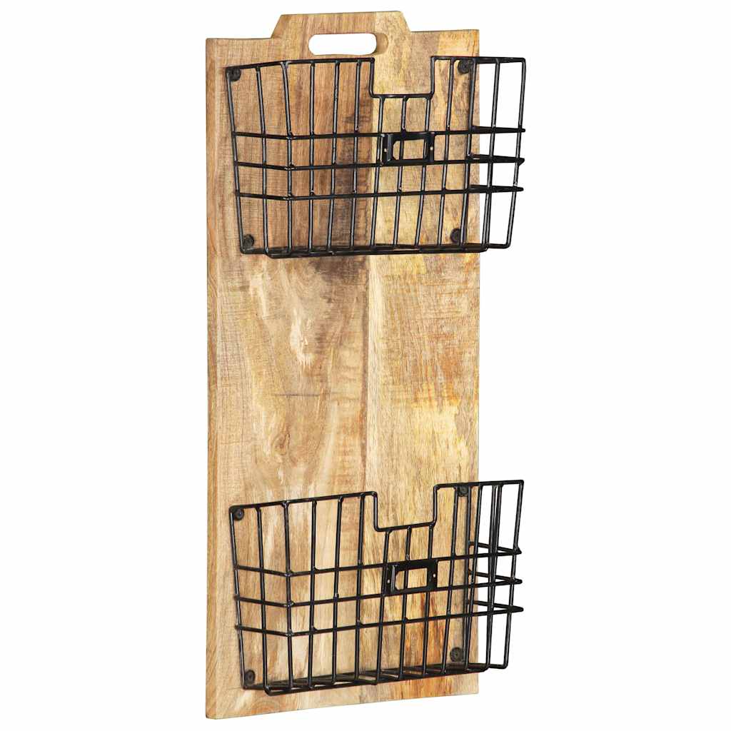 Magazine Rack | Brown, Black | Mango Wood, Steel | 33 x 10 x 67 cm