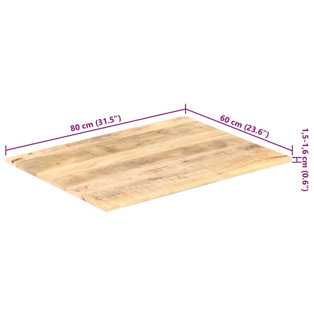 Table Top Solid Mango Wood 15-16 mm 80x60 cm